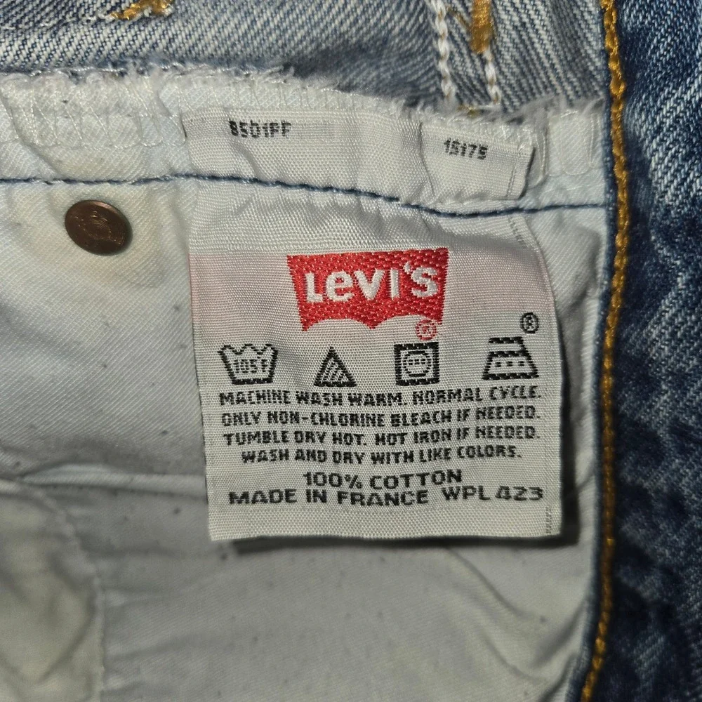 Levis 501 Vintage Made in France Blue Denim Straight Leg Jeans Mens 31x36 90s